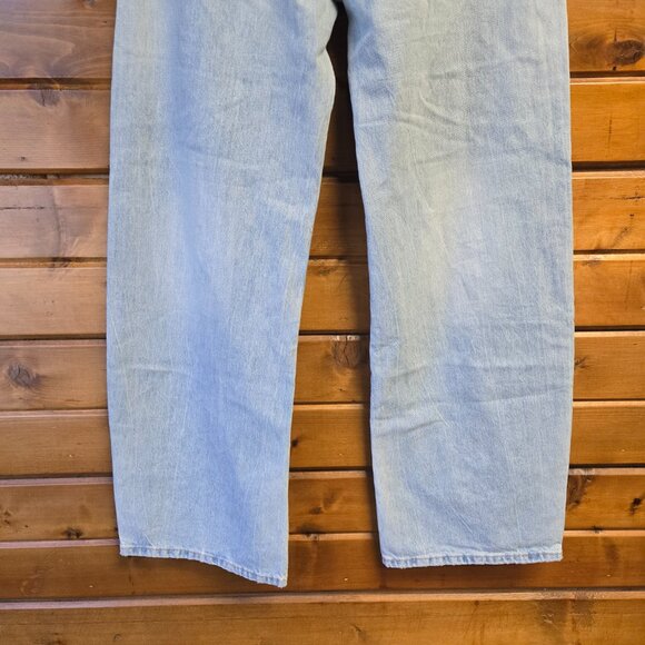 Zara Curved Leg High Rise Full Length Baggy Wide Leg Jeans Light Wash Size 6 - Picture 9 of 9